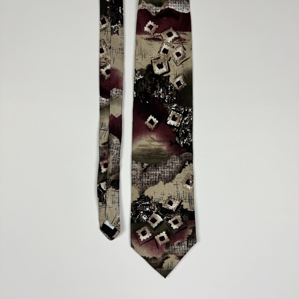 Emilio Pucci Tie Silk Abstract Geometric Luxury 3 Fold Necktie 57"‎ Mens
